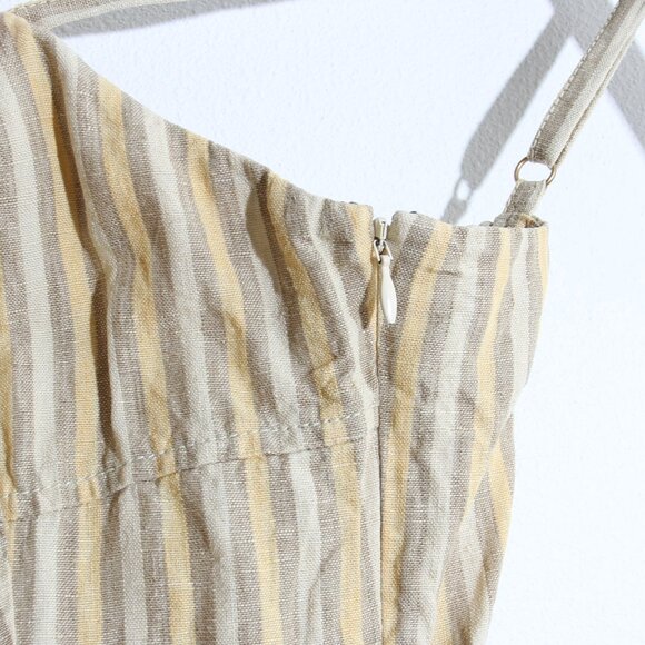 Madewell Sleeveless Wide-Leg Jumpsuit French Vanilla Striped Linen Yellow Size 2 - Picture 7 of 16